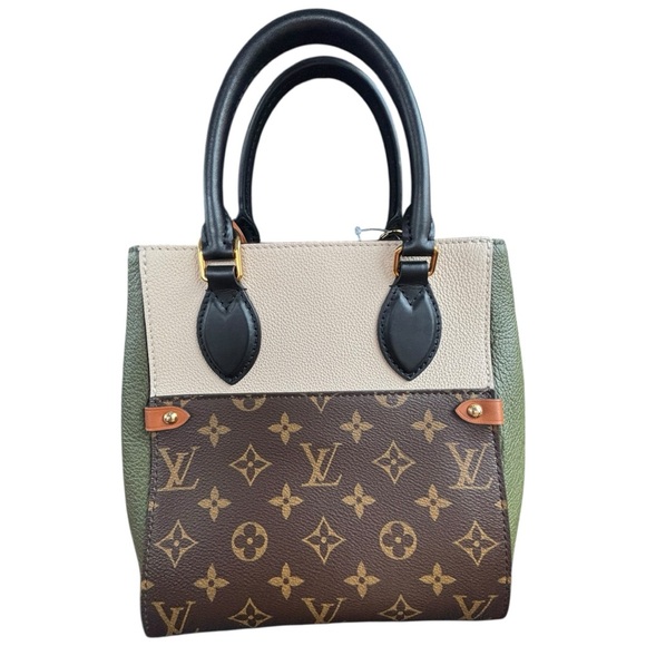 Louis Vuitton Monogram Canvas Fold-Over Satchel Crossbody Khaki Green Leather - Picture 6 of 17